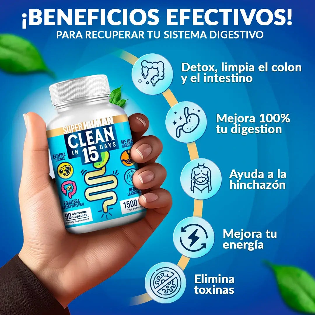 Clean15™ Limpieza Completa Estomacal en 15 días + ENVÍO GRATIS 📦